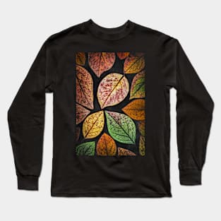 Autumn Leaf Collage with Black Background Long Sleeve T-Shirt